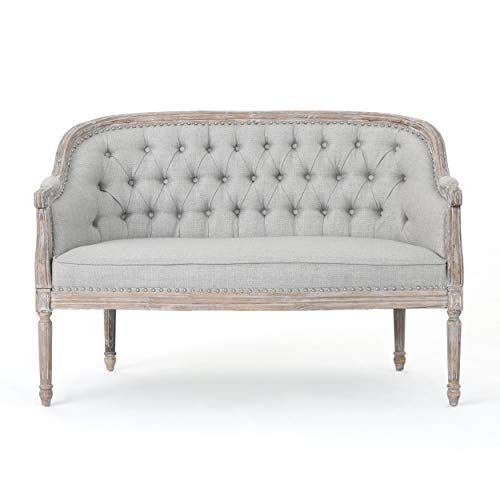 Christopher Knight Home Faye Traditional Fabric Tufted Upholstered Loveseat, Light Gray, Antique | Amazon (US)