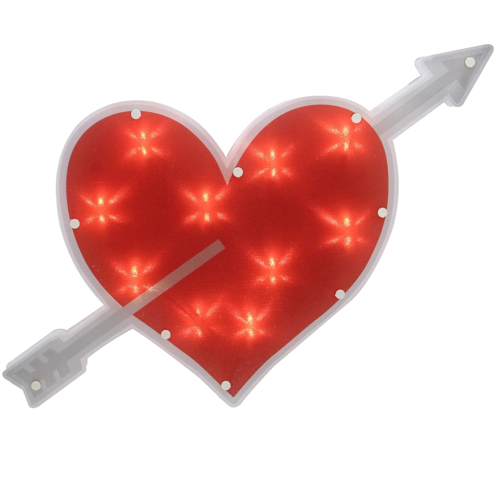 18" Lighted Red Heart with Arrow Valentine's Day Window Silhouette Decoration | Walmart (US)