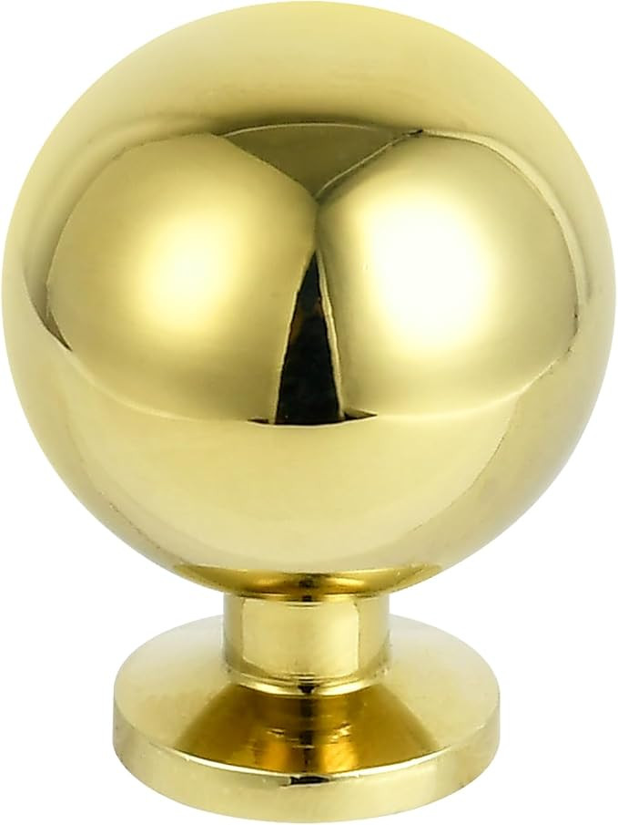 Polished-Brass Drawer Cabinet Knobs - Solid Brass Handles Hardware for Dresser Kitchen Bedroom Ba... | Amazon (US)