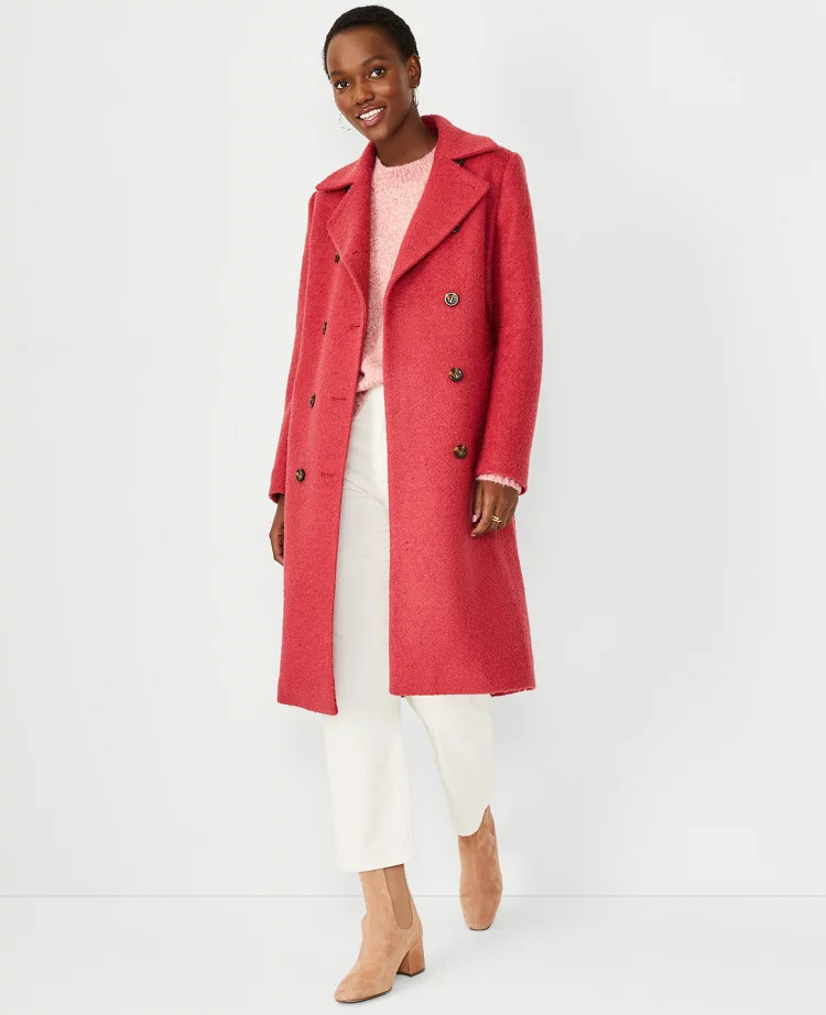 Textured Wool Blend Double Breasted Coat | Ann Taylor (US)