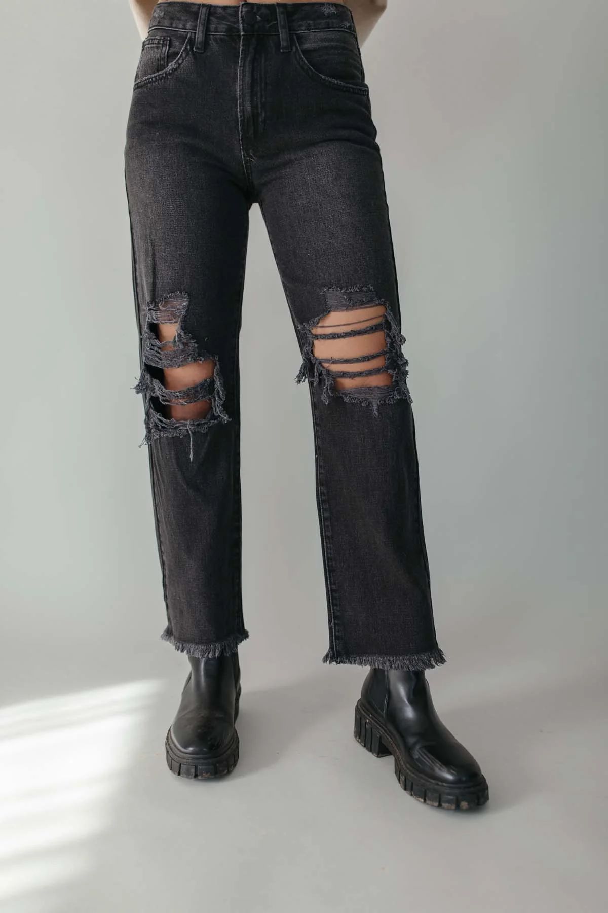 Hailey Distressed Washed Black Jeans | The Post