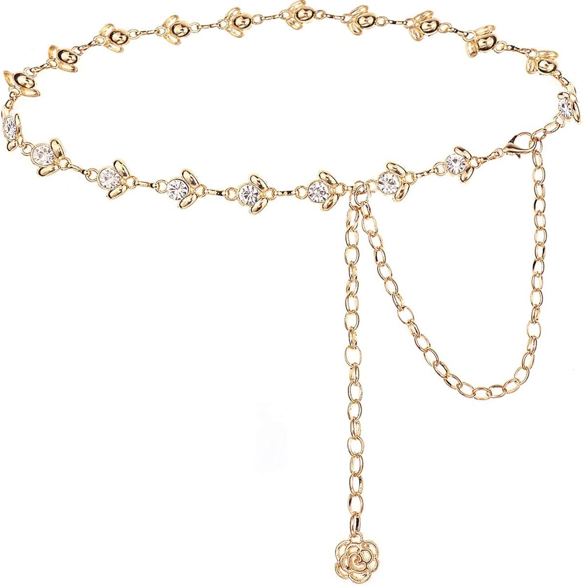 Suyi Chain Belts for Women Rhinestone Waist Chain for Dress | Amazon (US)