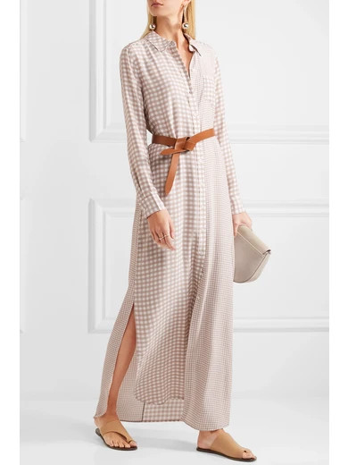 Brett gingham washed-silk maxi dress | NET-A-PORTER (US)