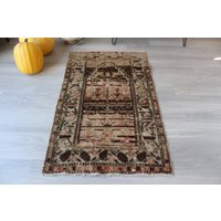 Small Vintage Rug, Beige-Brown Rug, Ethnic Handwoven Rug Bohemian/2'6""x4'3"" Feet B-1268 | Etsy (US)