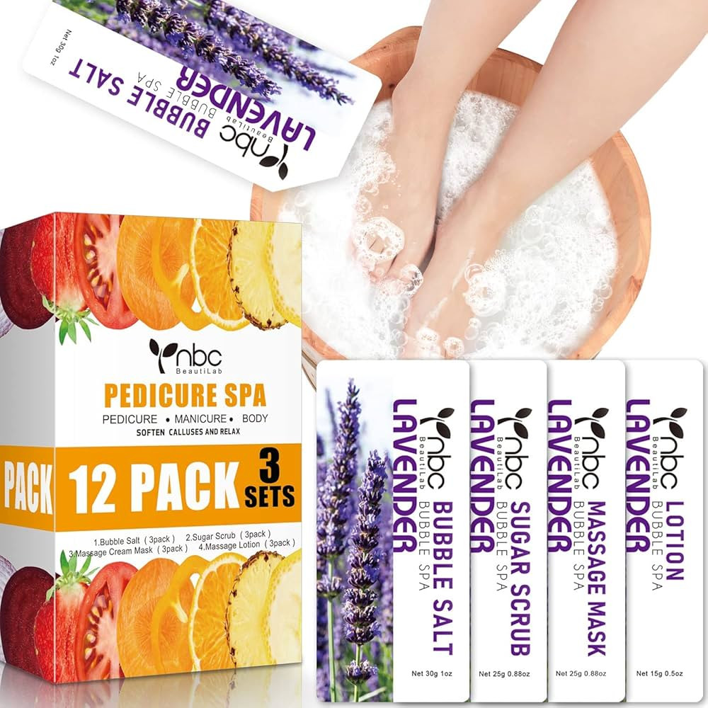 Amazon.com: nbc BeautiLab Pedicure Kit Foot Soak Set: Bubble Salt, Sugar Scrub, Massage Mask, Mas... | Amazon (US)