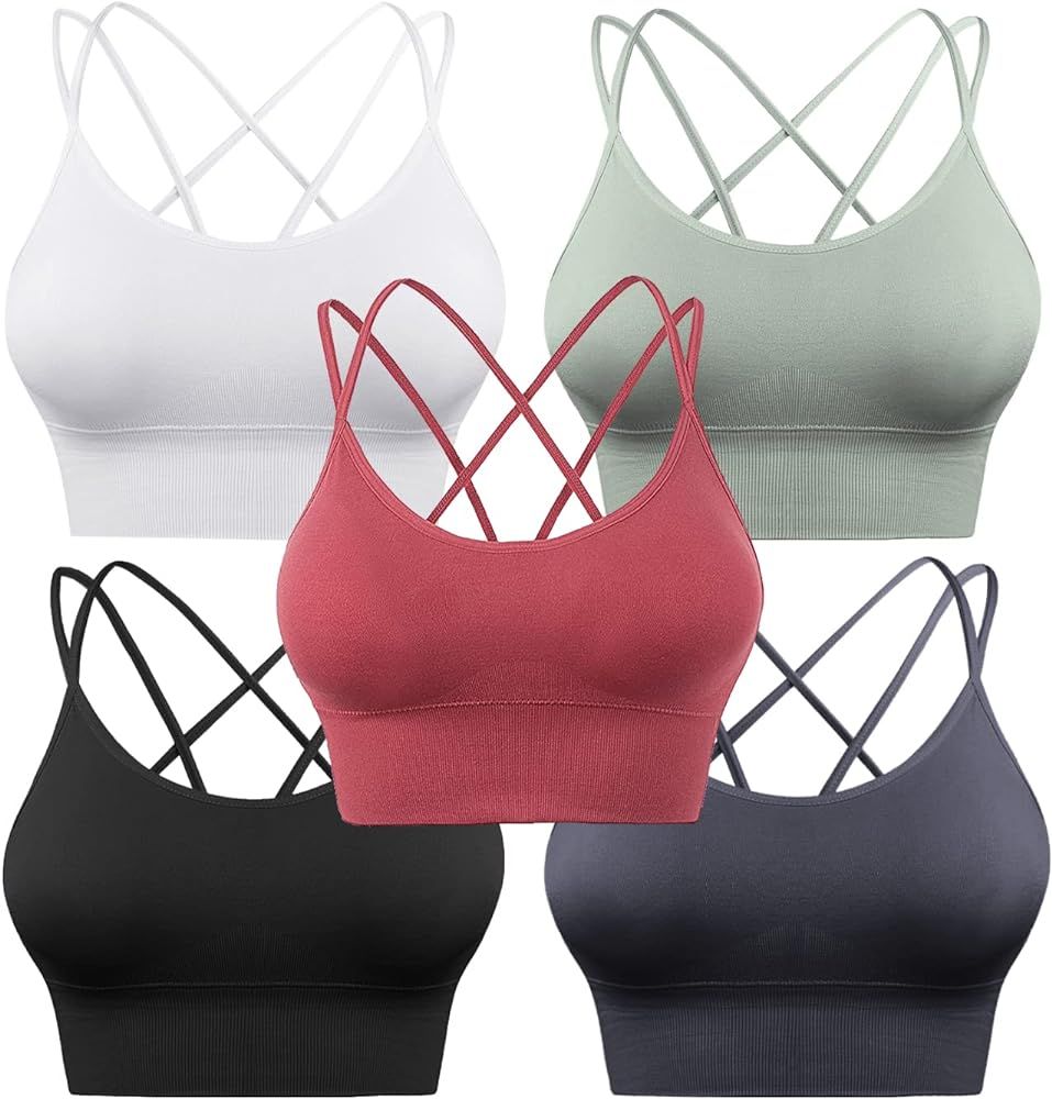 Sykooria 3 Pack Strappy Sports Bra for Women Sexy Crisscross for Yoga Running Athletic Gym Workou... | Amazon (US)