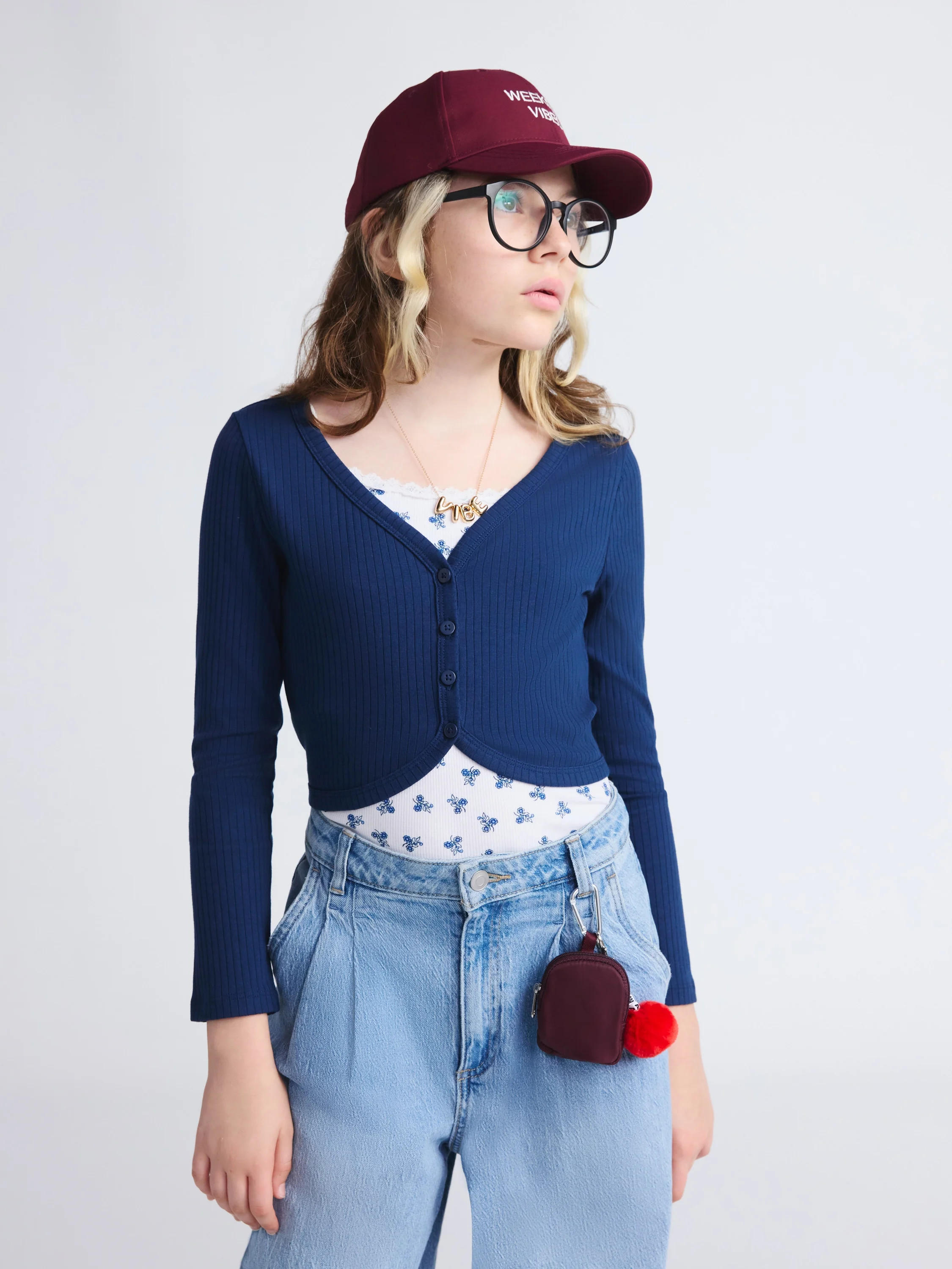 Weekend Academy Girls Long Sleeve Ribbed Cardigan, Sizes 4-18 - Walmart.com | Walmart (US)