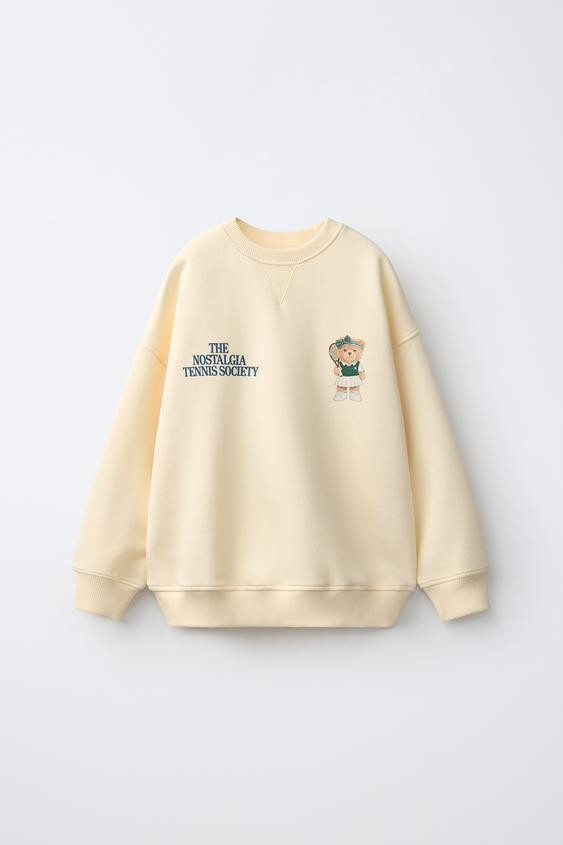 Zara - Teddy Bear Print Sweatshirt - Printed - 9-10 Years (55,1 Inches) - Kids | Zara US