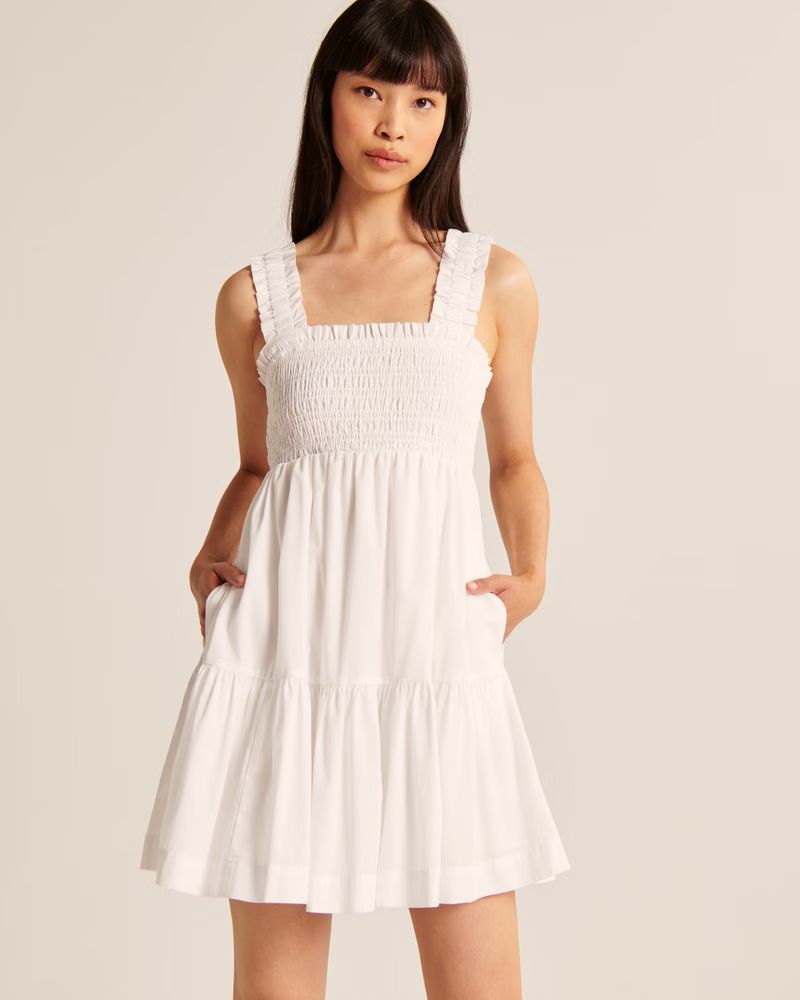Smocked Bodice Easy Mini Dress | Abercrombie & Fitch (US)