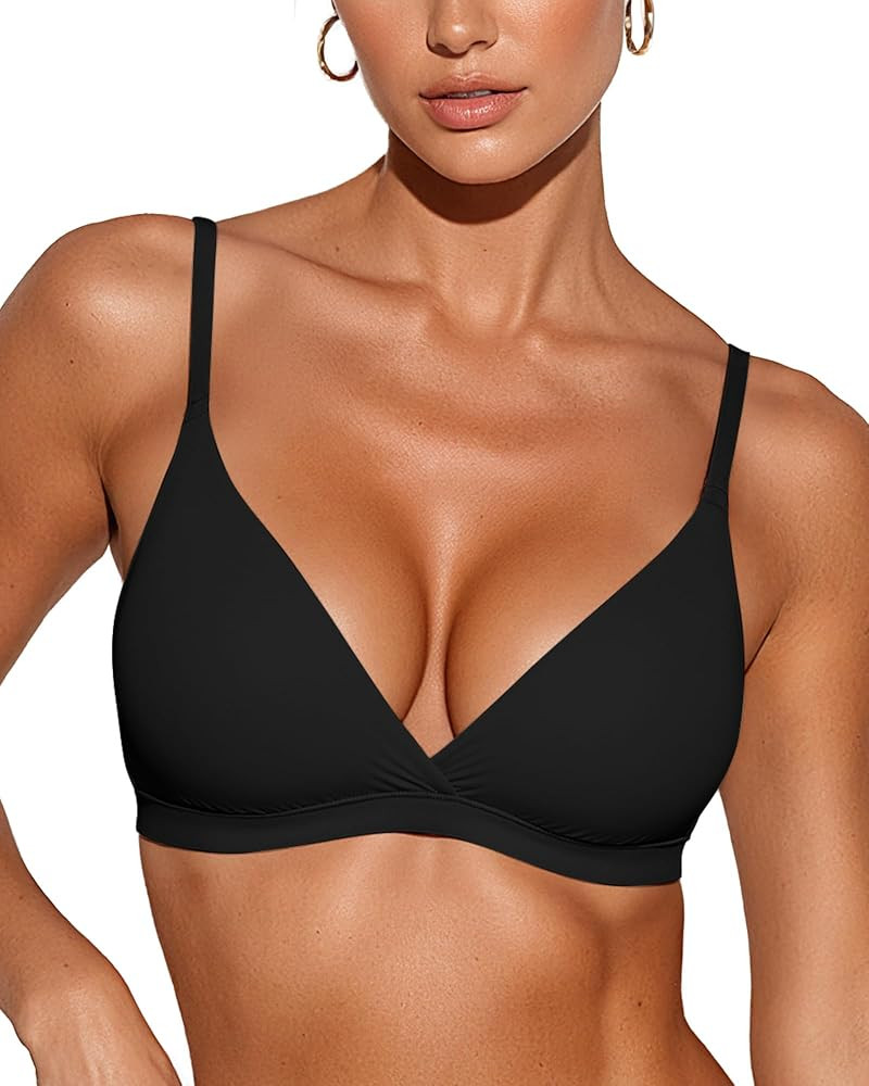 Wireless Triangle Bralettes for Women Plunge Unlined Bras No Underwire Comfortable Unpadded Every... | Amazon (US)