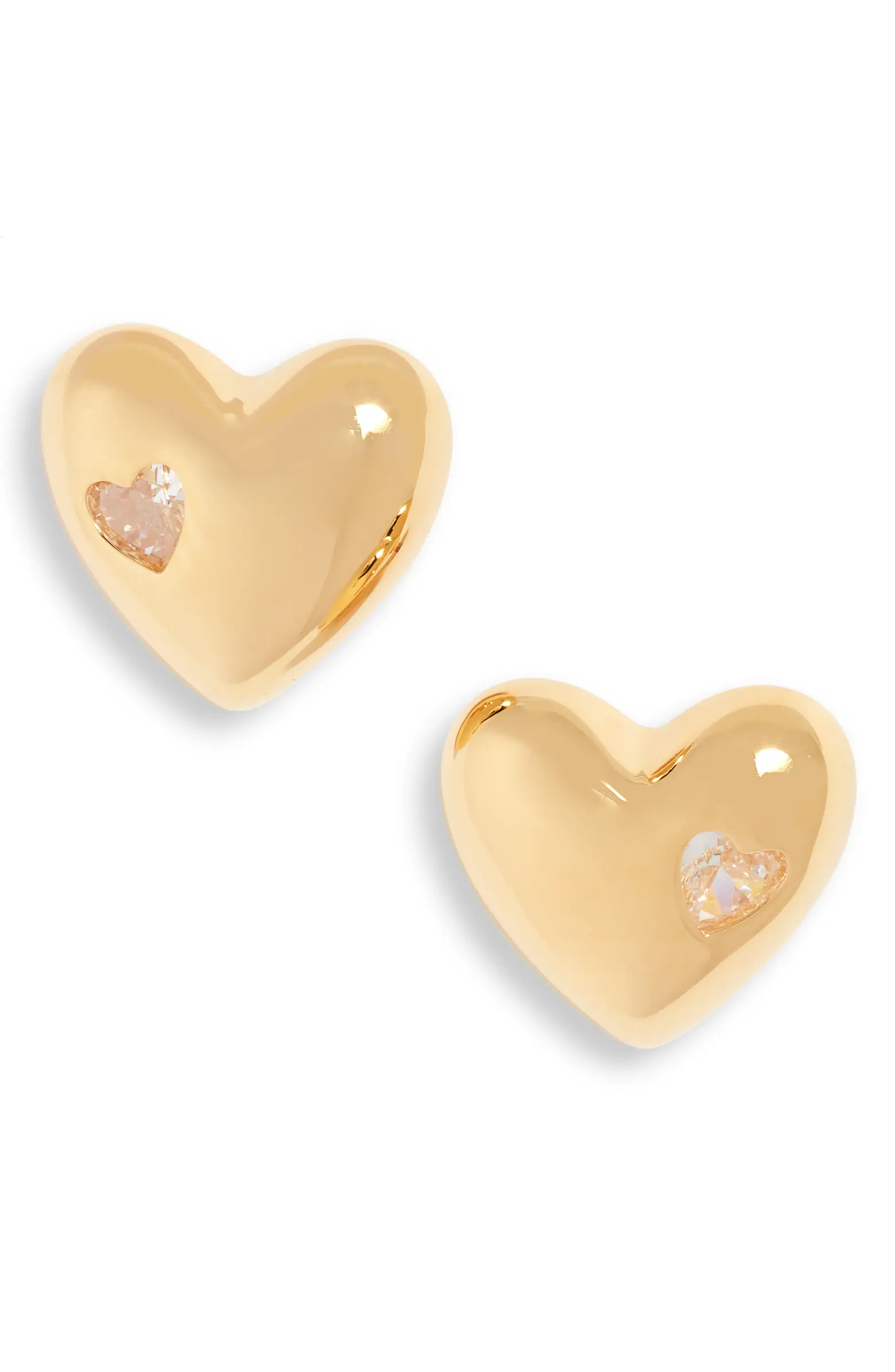 Demi Fine Cubic Zirconia Inset Heart Stud Earrings | Nordstrom
