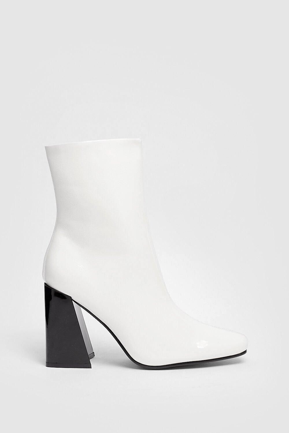 Square Toe Patent Heeled Boots | Nasty Gal (US)