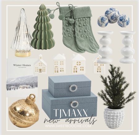 New arrivals at TJ Maxx! Lots of holiday coastal granddaughter finds! Neutral holiday decor, ceramic and glass Christmas tree decor, candlesticks, shelf decor, coastal decor, Christmas decor 

#LTKhome #LTKSeasonal #LTKHoliday