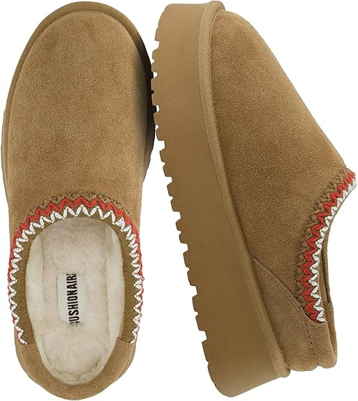 CUSHIONAIRE Kabuki Platform Boots Genuine Suede Fuzzy Mule Slippers for Women with Memory Foam | ... | Amazon (US)
