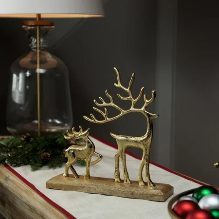 Northlight Reindeer and Fawn Metal Christmas Figure - 10.25" - Gold | Walmart (US)