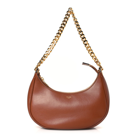 Smooth Calfskin Medium Chain Strap Ava Shoulder Bag Tan | FASHIONPHILE (US)