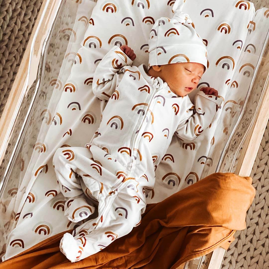 Cannon's Earthy Rainbow Zipper Footie | Caden Lane