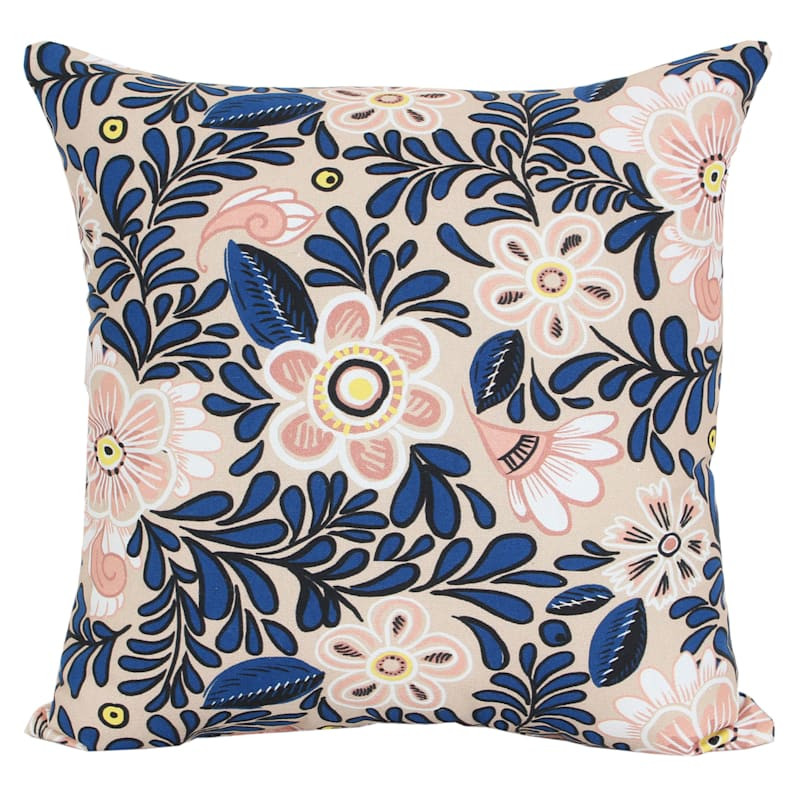 Floral Talavera Square Outdoor Throw Pillow, 16" | At Home