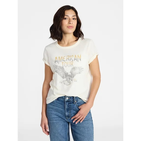 Women's Vintage Inspired Band Tour Graphic Tee with Short Sleeves, Sizes XXS-XXL | Walmart (US)