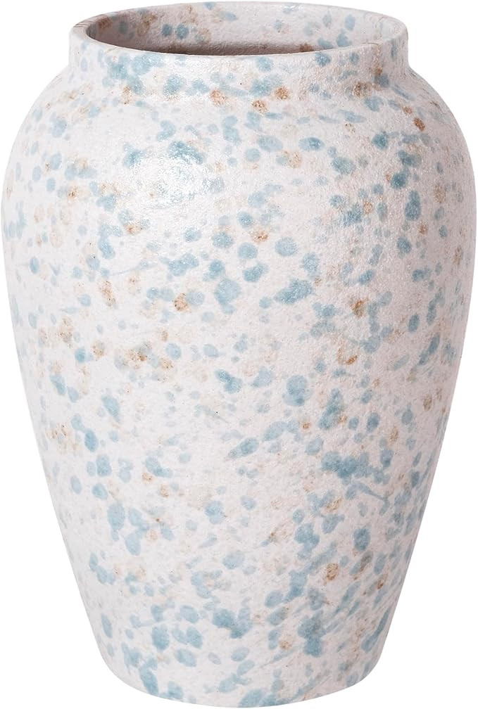 Ceramic Rustic Vase for Home Decor, 6" Tall Dusty-Blue Farmhouse Vase for Living Room, Entryway, ... | Amazon (US)