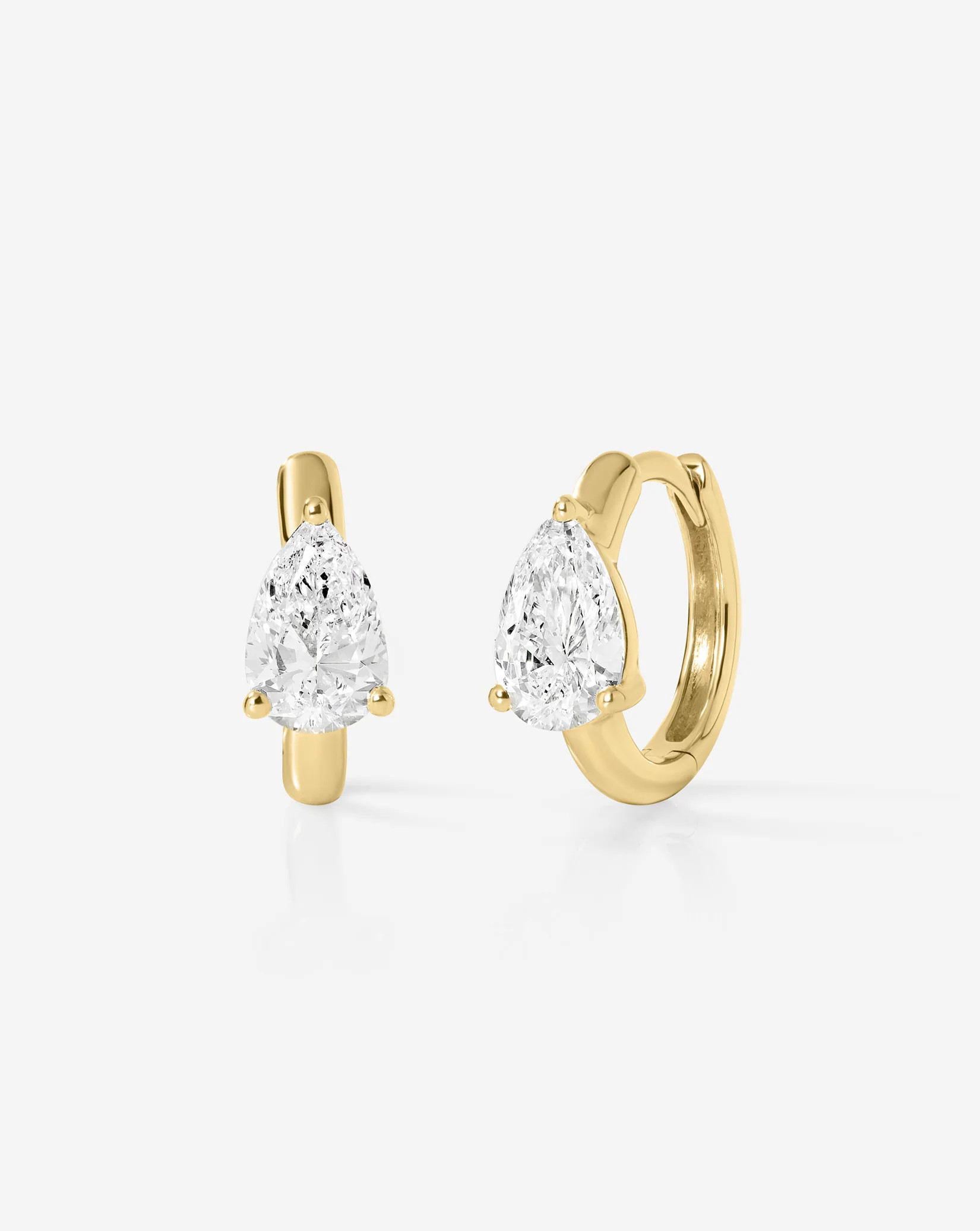 Solitaire Pear Lab Diamond Huggies | Ring Concierge