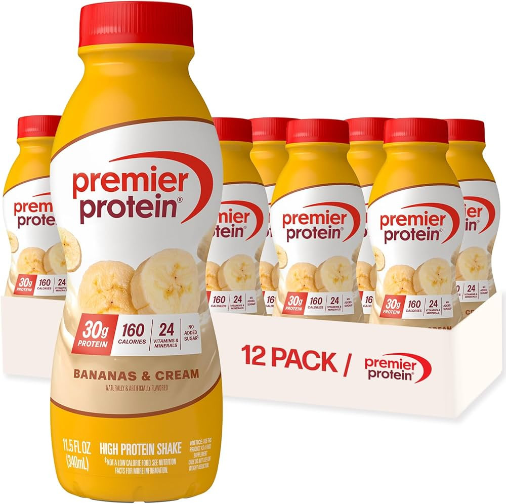 Premier Protein Shake, Bananas & Cream, 30g Protein, No Added Sugar, 24 Vitamins & Minerals to Su... | Amazon (US)