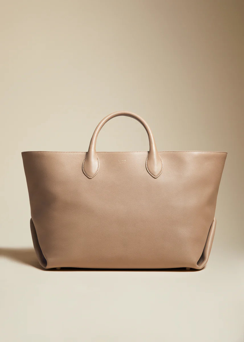 The Medium Amelia Tote in Taupe Pebbled Leather | Khaite