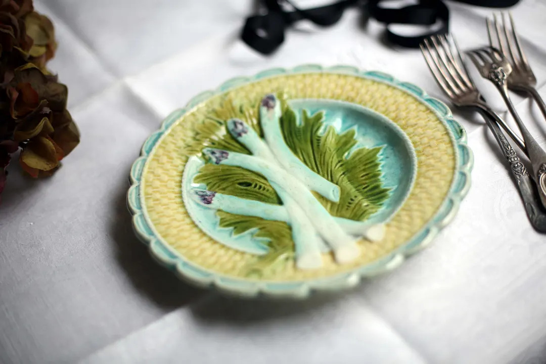 Antique Artichoke Plate Majolica French Asparagus Barbotine Serving Dish Salins | Etsy (Global)