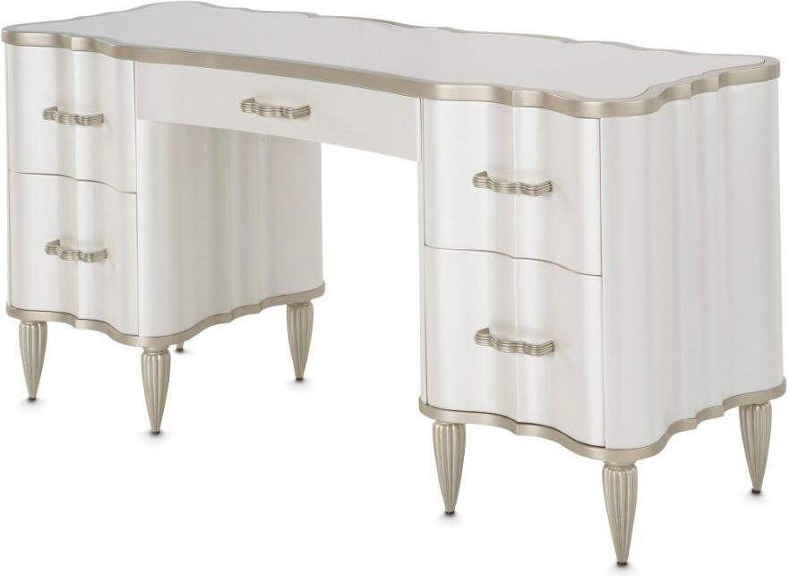 London Place Vanity Desk In Creamy Pearl | 1stopbedrooms