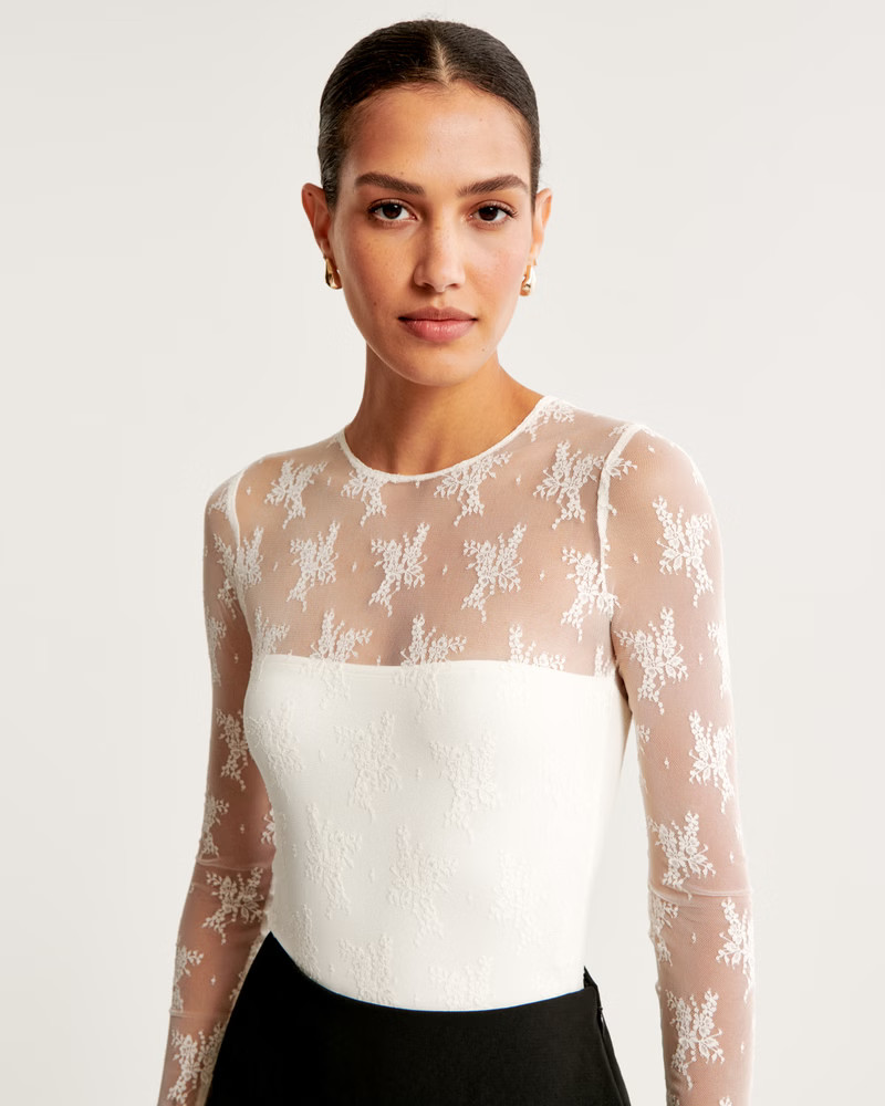Women's Long-Sleeve Lace Bodysuit | Women's Party Collection | Abercrombie.com | Abercrombie & Fitch (US)