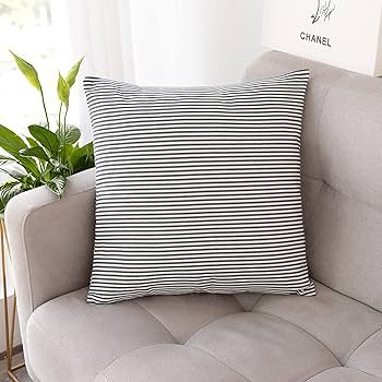 Throw Pillow Covers 20x20 - Decorative Pillows for Couch Set of 2 Rustic Linen Striped Cushion Co... | Amazon (US)