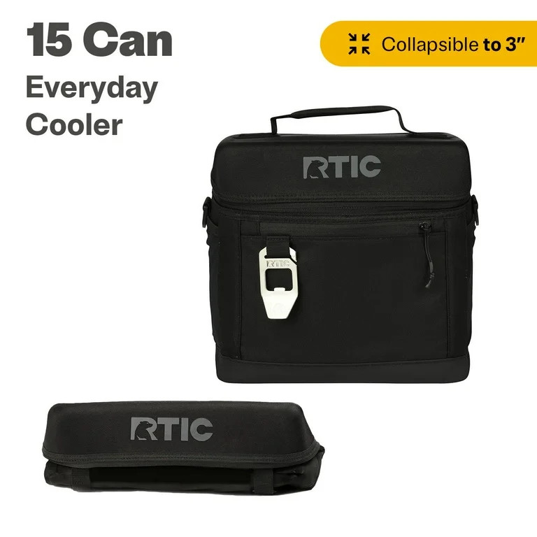RTIC 15 Can Everyday Soft Cooler, 16 qt Collapsible with Bottle Opener, Black | Walmart (US)