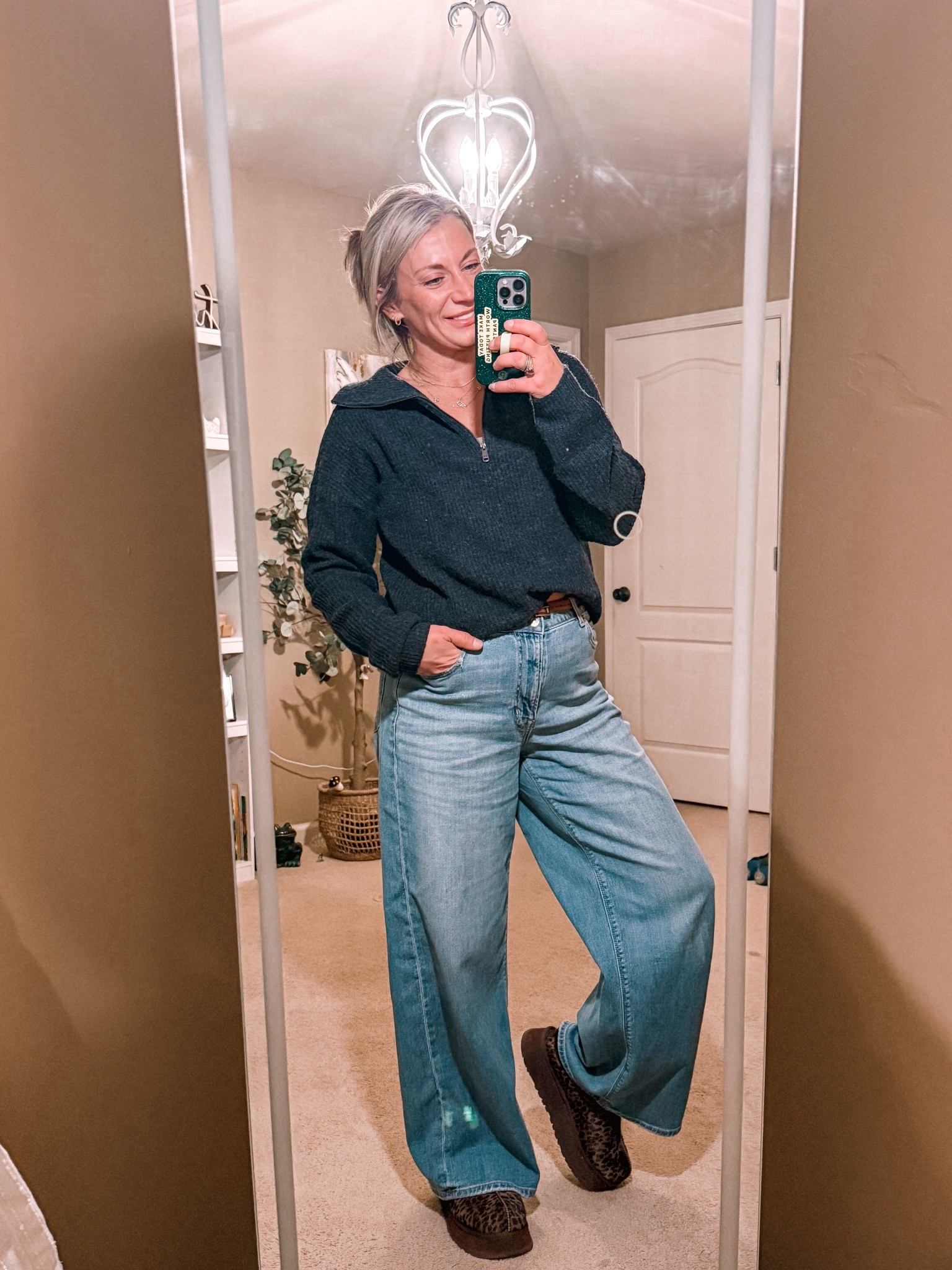 OOTD and I’ll probably wear it tomorrow bc no one that will see me tomorrow saw me today! 
Wearing a medium top and jeans are TTS. UGGS also run TTS 

#LTKootd #LTKOver40 #LTKmomlife