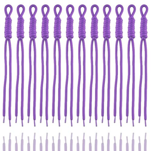 KJML DIY Paracord Keychain 12pcs Purple Paracord Rope Keychain Bag Charm Braided Cord Rope Bag Charm for Purse Handmade Key Chain Backpack Handbag Decoration | Amazon (US)