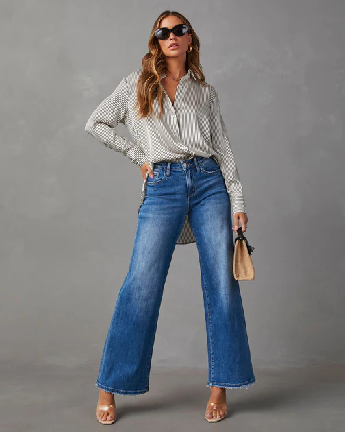 Casual Moves High Rise Wide Leg Jeans - Medium Wash | VICI