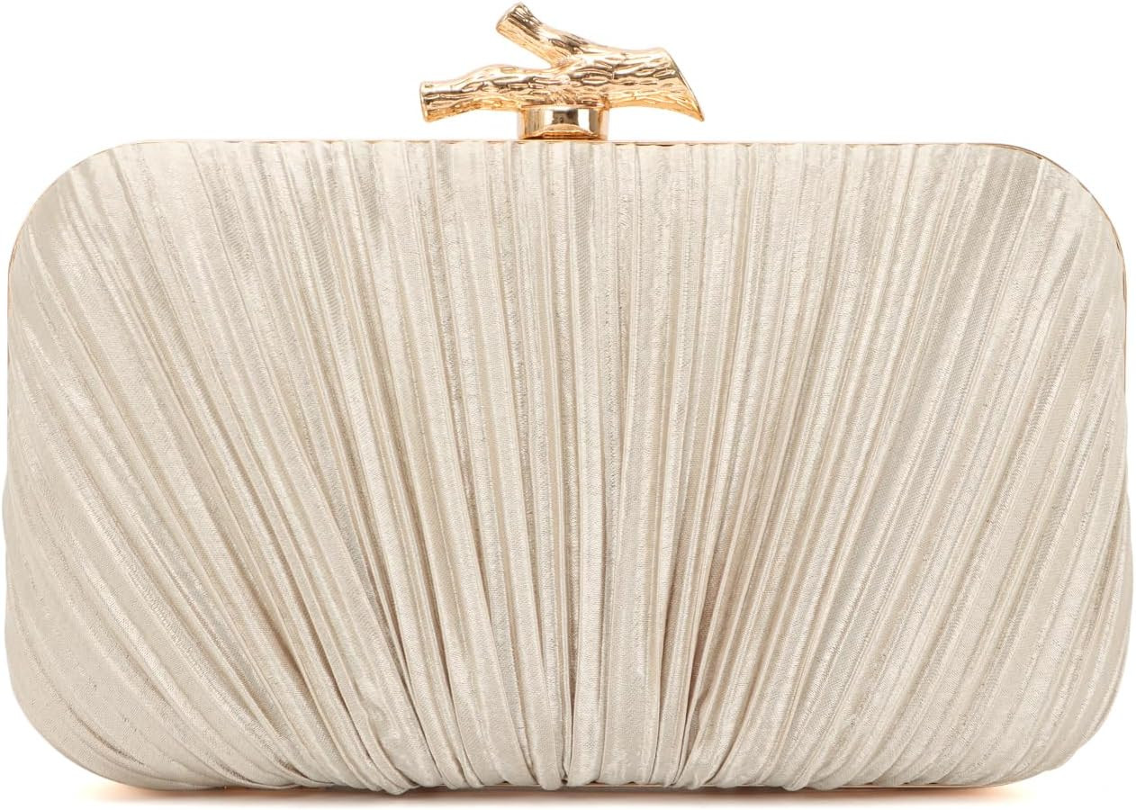 Freie Liebe Clutch Purses for Women Evening Bag Pleated Clutch Bag with Chain for Wedding Party | Amazon (US)
