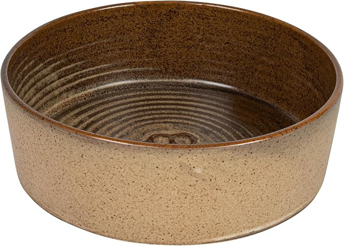 Creative Co-Op Round Debossed Stoneware Pet Bowl with Paw Print, Reactive Glaze, Brown (Each One ... | Amazon (US)