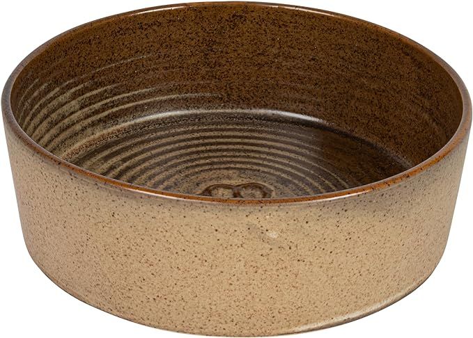Creative Co-Op Round Debossed Stoneware Pet Bowl with Paw Print, Reactive Glaze, Brown (Each One ... | Amazon (US)
