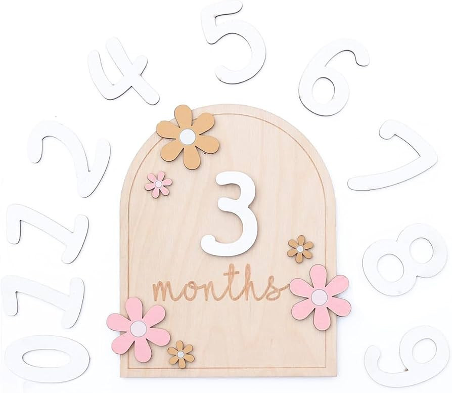 1 Pcs Baby Monthly Milestone Cards with Glue Points Flower-Styled Baby Monthly Milestone Markers ... | Amazon (UK)
