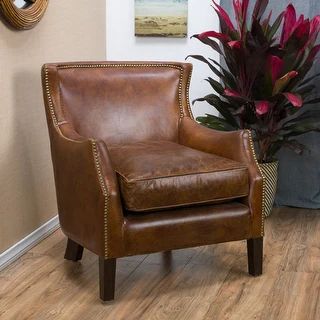 Carbon Loft Linden Vintage Brown Leather Club Chair - Brown | Bed Bath & Beyond