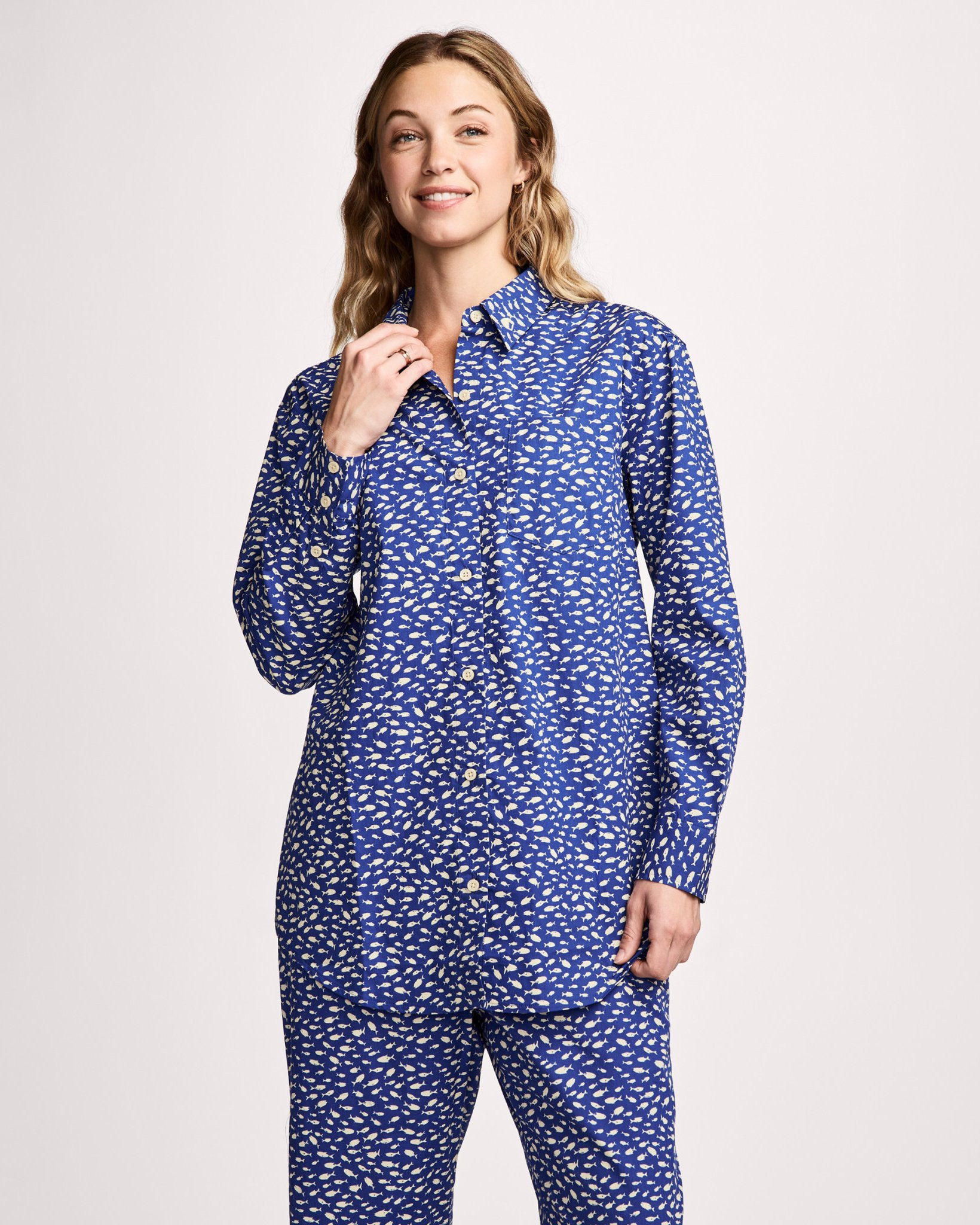 Cotton Poplin Long Sleeve Button Up | Jockey