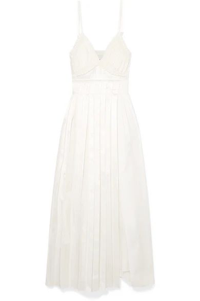 3.1 Phillip Lim - Pleated Paneled Cotton, Silk And Satin Midi Dress - White | NET-A-PORTER (US)