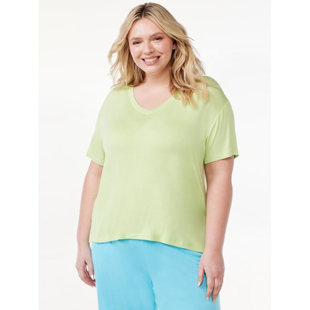 Joyspun Women's V-Neck Sleep T-Shirt, Sizes S to 3X | Walmart (US)