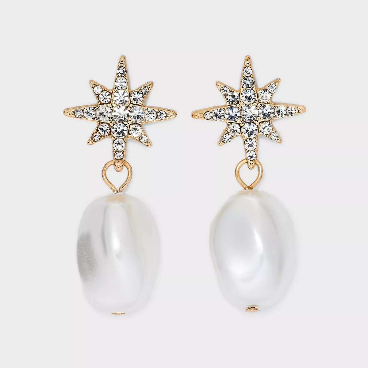 Star Post with Pearl Drop Earrings - A New Day™ Gold | Target