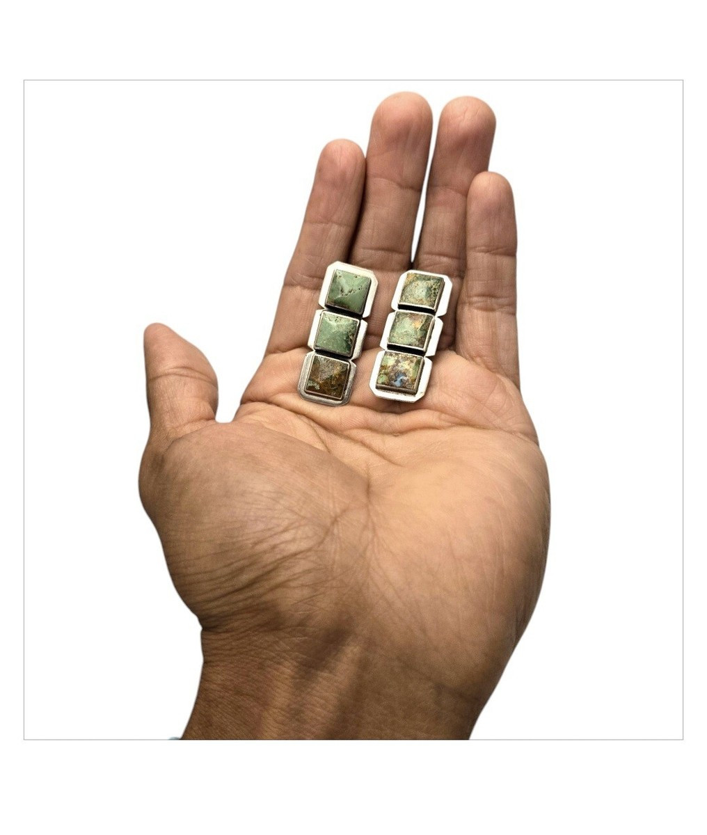 Important Federico Jimenez Large Triple Turquoise Sterling Silver Clip Earrings | eBay US