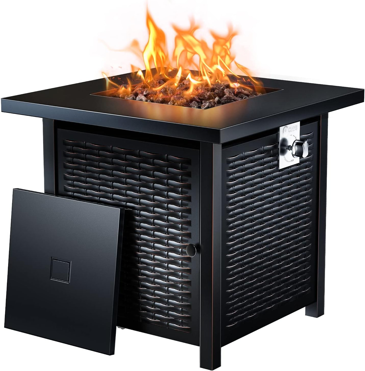 Propane Fire Pits 28 Inch Outdoor Gas Fire Pit, 50,000 BTU Steel Fire Table with Lid and Lava Roc... | Amazon (US)