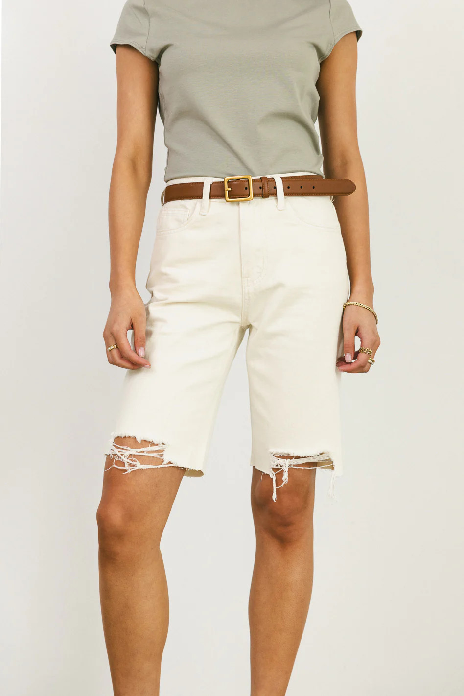 Marlene Denim Shorts in Ivory | Böhme US