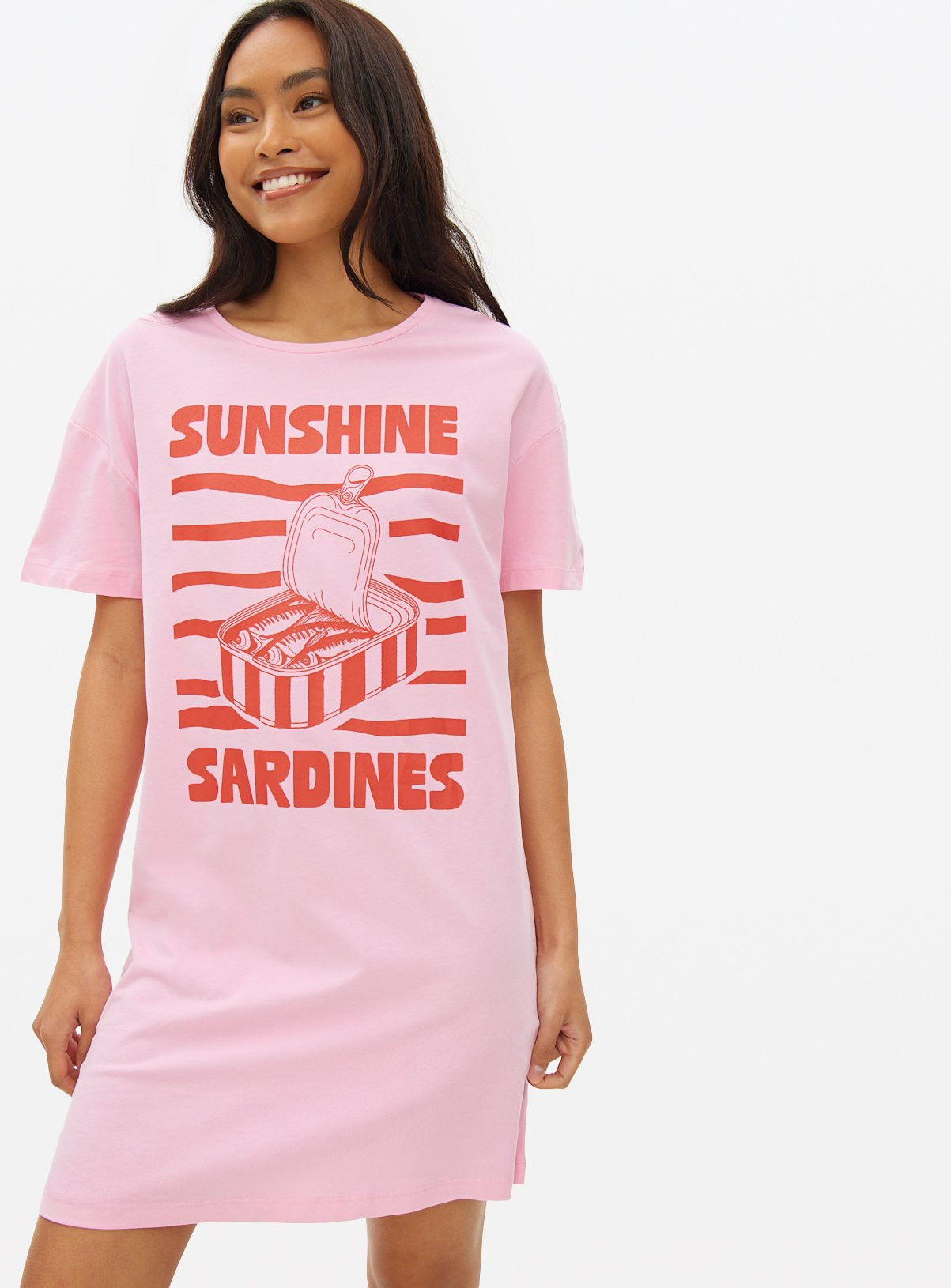 Pink Sunshine Sardines Print Night Shirt | Tu Clothing