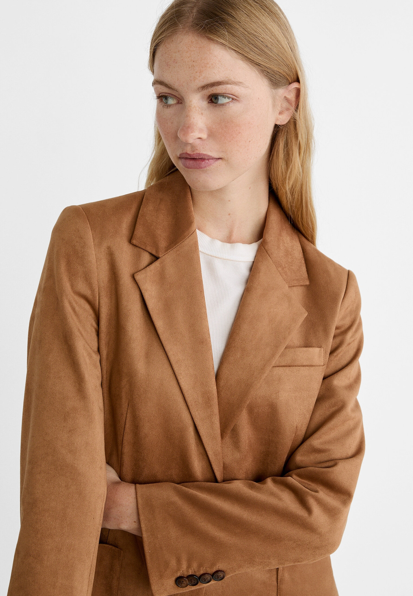 Regular fit faux suede blazer | Stradivarius (UK)