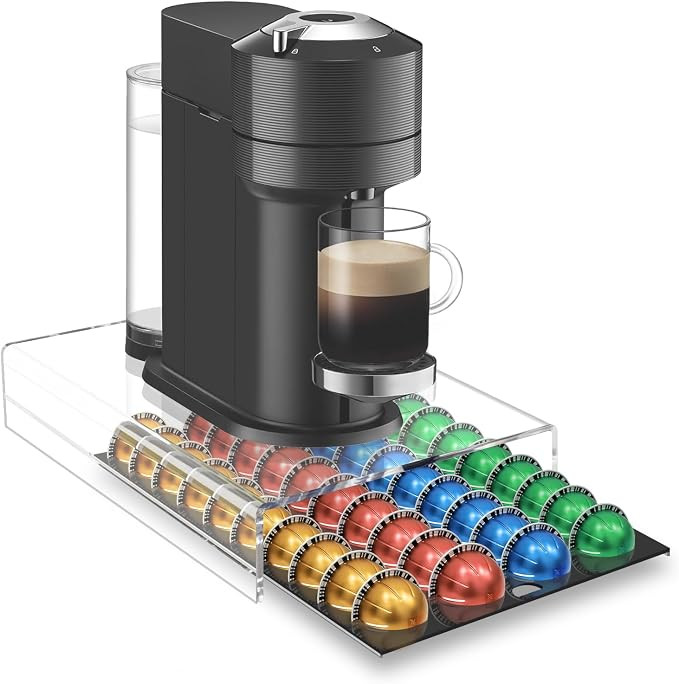 Coffee Pod Holder Organizer for Nespresso Vertuo Pods, Upgraded Design Acrylic Vertuo Pod Storage... | Amazon (US)